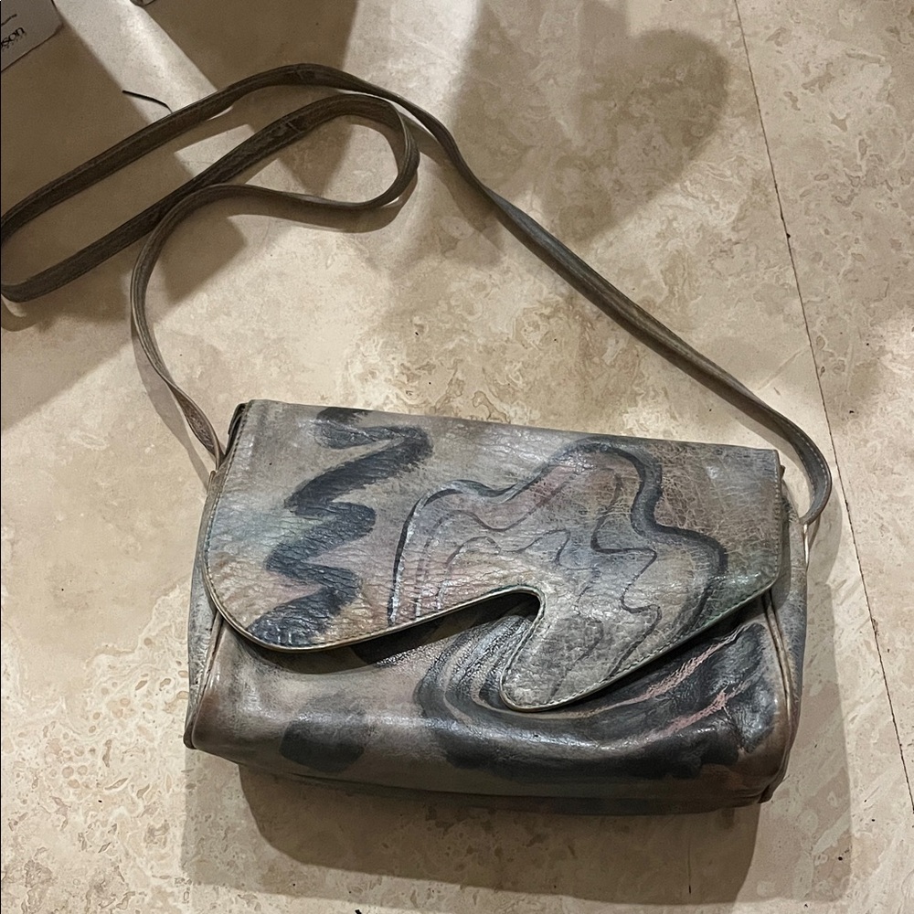 VTG Handpainted Signed Botary Leather Bag